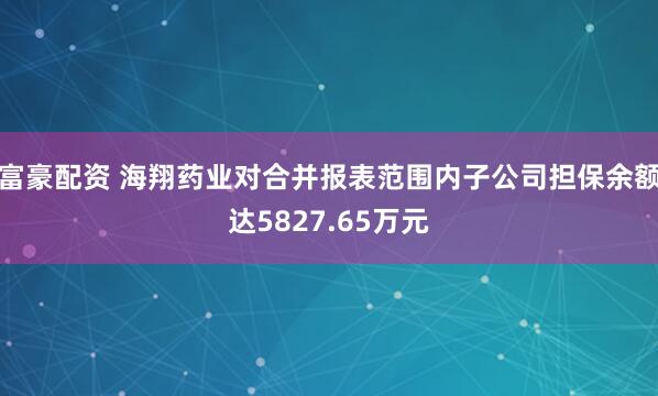 富豪配资 海翔药业对合并报表范围内子公司担保余额达5827.65万元