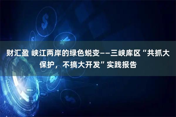 财汇盈 峡江两岸的绿色蜕变——三峡库区“共抓大保护，不搞大开发”实践报告